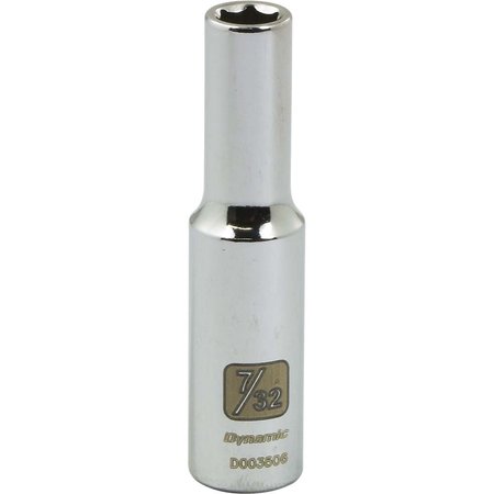 DYNAMIC Tools 1/4" Drive 6 Point SAE, 7/32" Deep Length, Chrome Finish Socket D003506